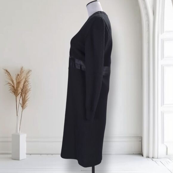 Vintage 90s Adolfo Saks Santana Knit Blazer Dress Size M Rhinestone Buttons - Picture 4 of 16